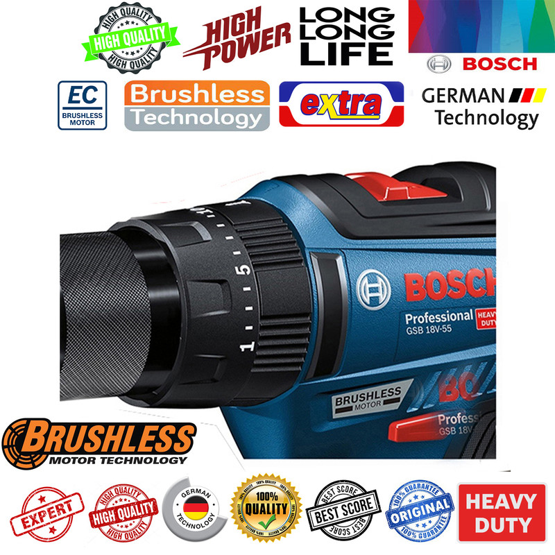 دریل شارژی چکشی بوش مدل GSB 18V-50 Brushless BOX