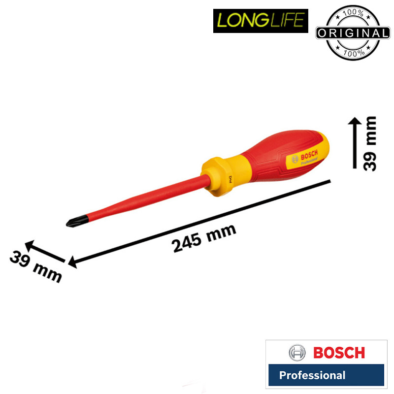 پیچ گوشتی فشار قوی چهارسو بوش کد PH2-1000 DVE سایز 125 میلی متر