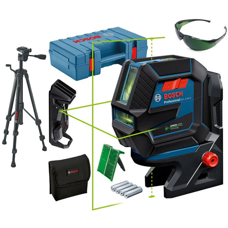 تراز لیزری بوش مدل حرفه ای GCL 2-50 G Box BT150 + Full Accessories