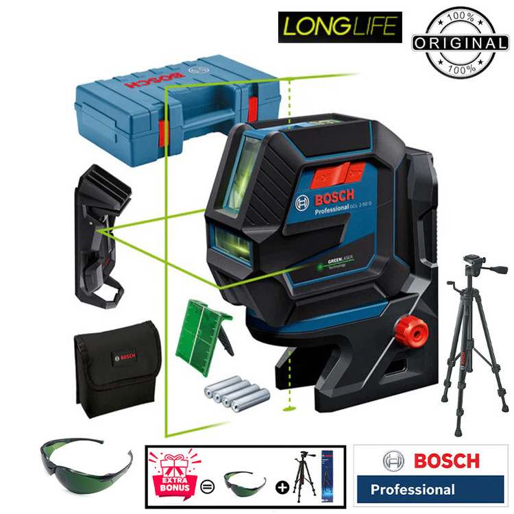 تراز لیزری بوش مدل حرفه ای GCL 2-50 G Box BT150 + Full Accessories