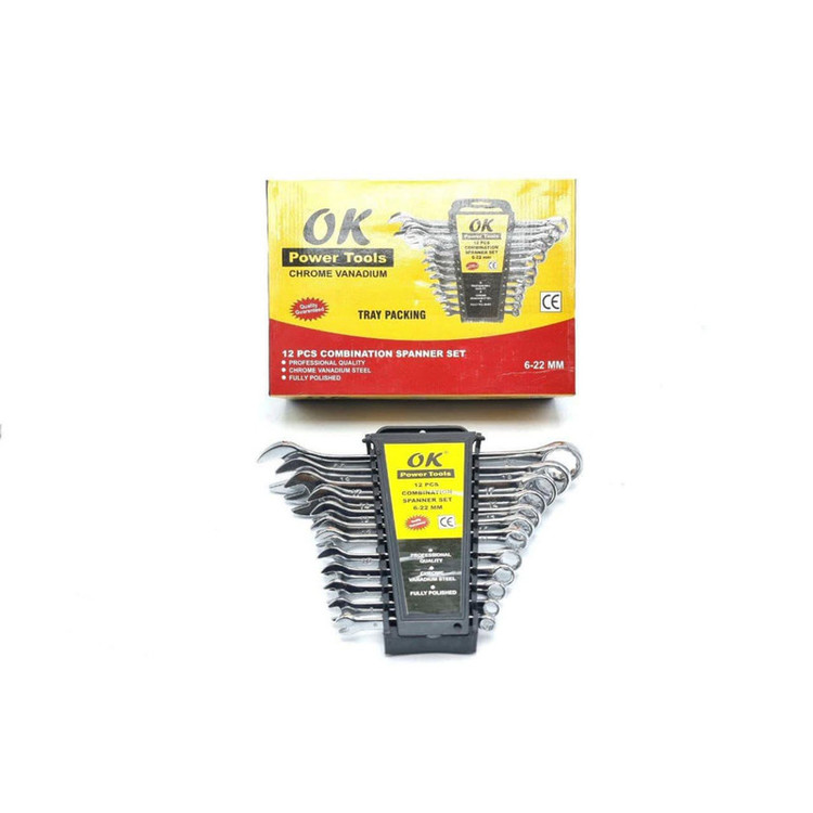 آچار یکسر تخت و یکسر رینگی اوکی مدل 1cs مجموعه 12 عددی