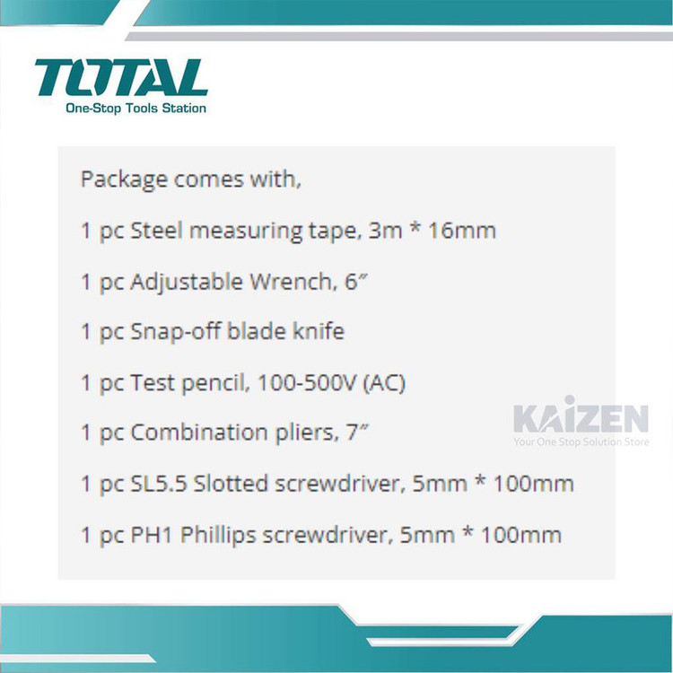مجموعه 7 عددی ابزار دستی توتال مدل THKTHP90076